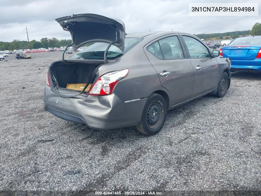 2017 Nissan Versa 1.6 Sv VIN: 3N1CN7AP3HL894984 Lot: 40447485