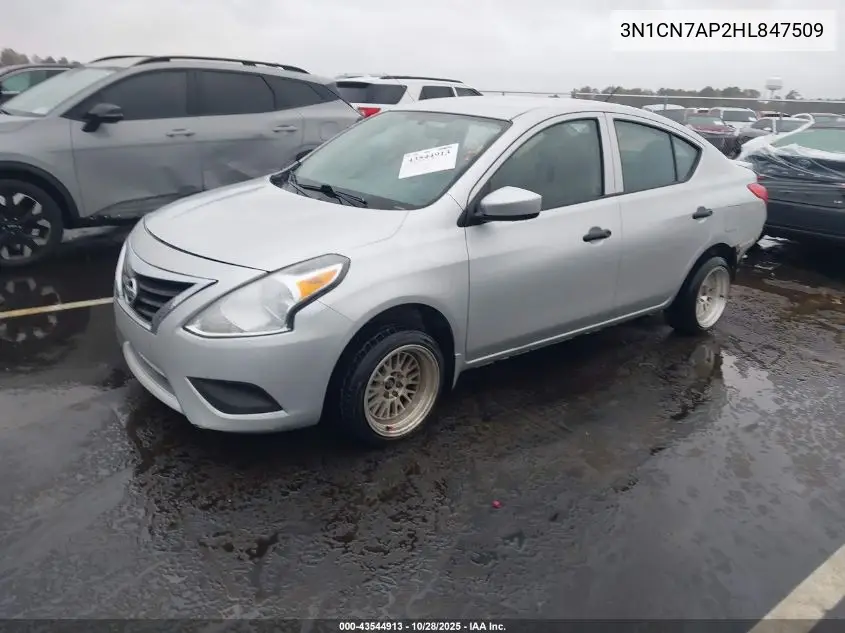 3N1CN7AP2HL847509 2017 Nissan Versa 1.6 S+