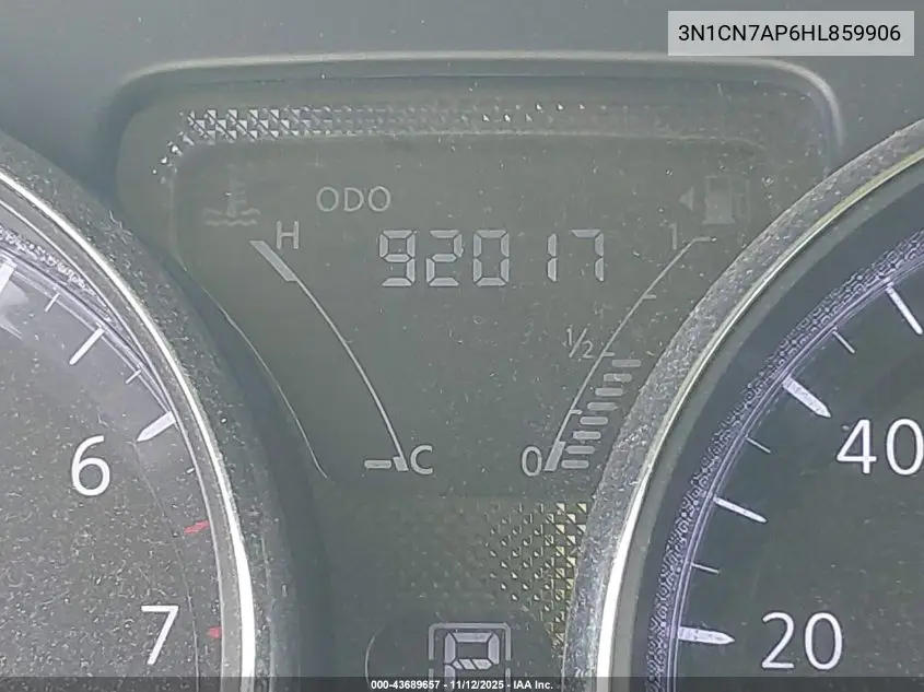 3N1CN7AP6HL859906 2017 Nissan Versa 1.6 Sv