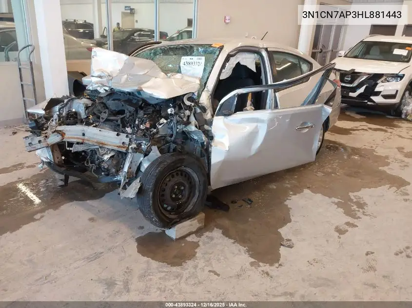 3N1CN7AP3HL881443 2017 Nissan Versa 1.6 Sv