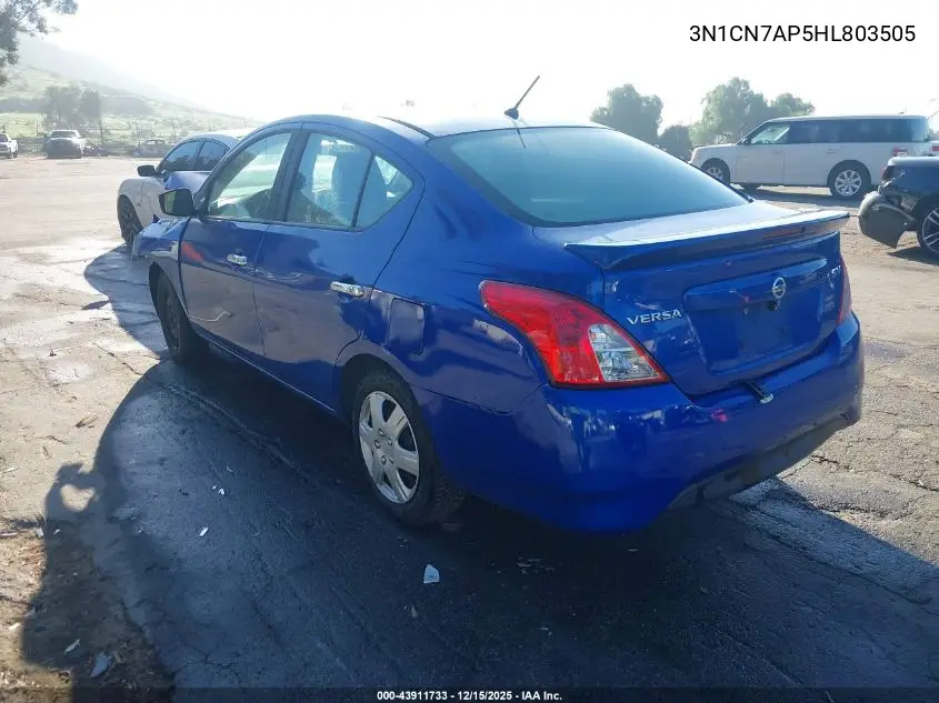 3N1CN7AP5HL803505 2017 Nissan Versa S/S Plus/Sv/Sl