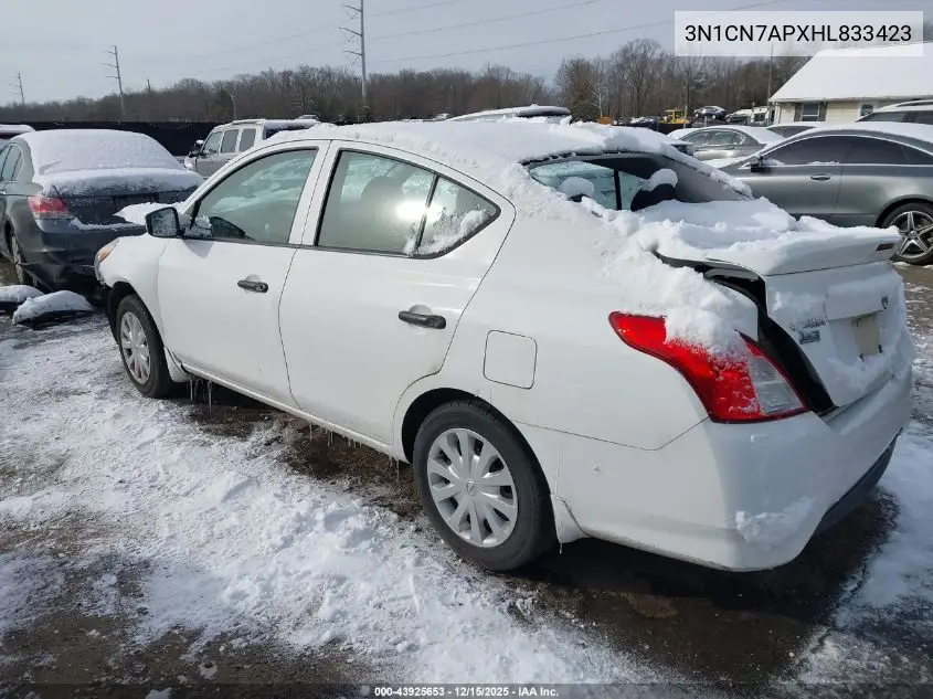 3N1CN7APXHL833423 2017 Nissan Versa 1.6 S+