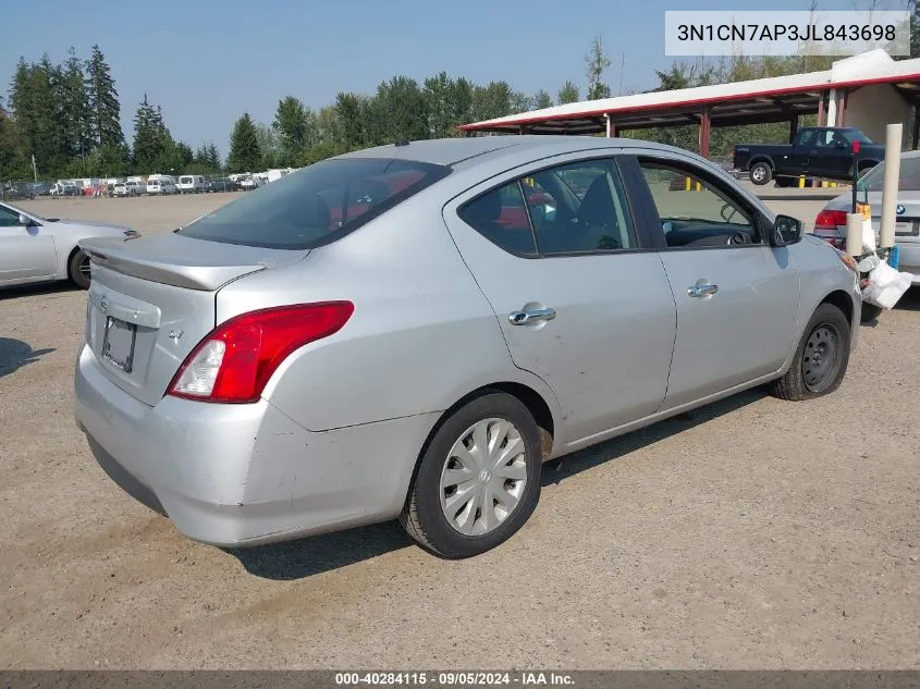 2018 Nissan Versa 1.6 Sv VIN: 3N1CN7AP3JL843698 Lot: 40284115