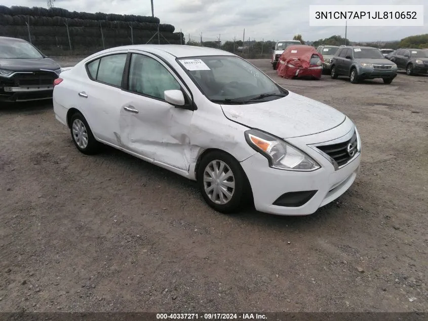 2018 Nissan Versa 1.6 Sv VIN: 3N1CN7AP1JL810652 Lot: 40337271