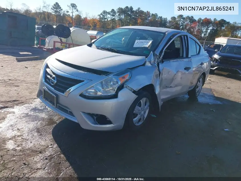 3N1CN7AP2JL865241 2018 Nissan Versa 1.6 S+