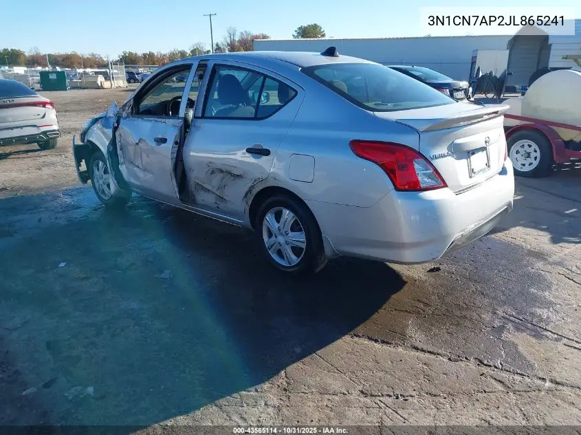 3N1CN7AP2JL865241 2018 Nissan Versa 1.6 S+