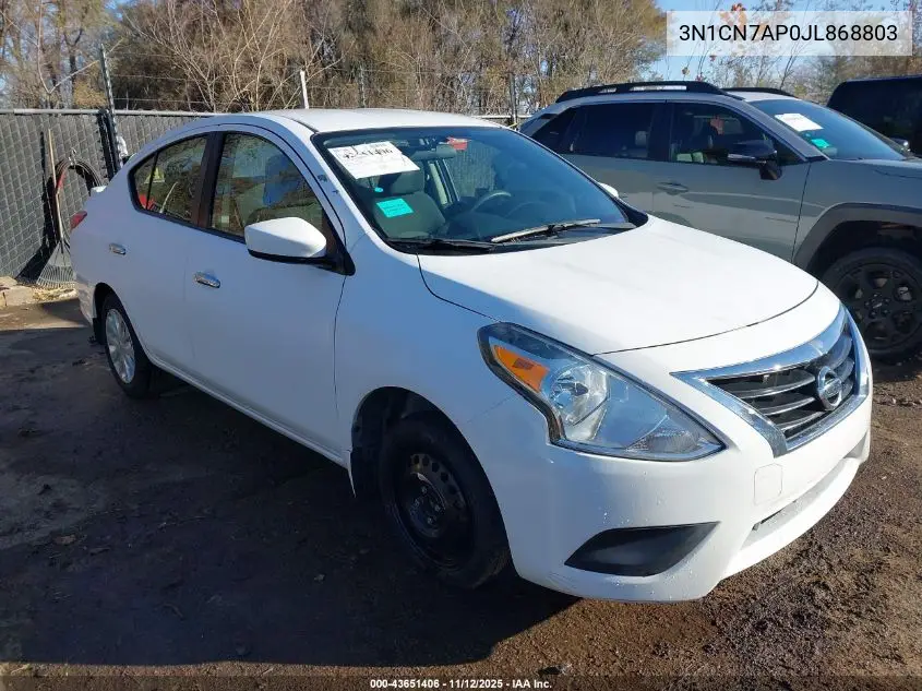 3N1CN7AP0JL868803 2018 Nissan Versa 1.6 Sv