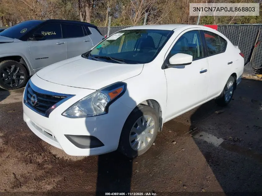 3N1CN7AP0JL868803 2018 Nissan Versa 1.6 Sv