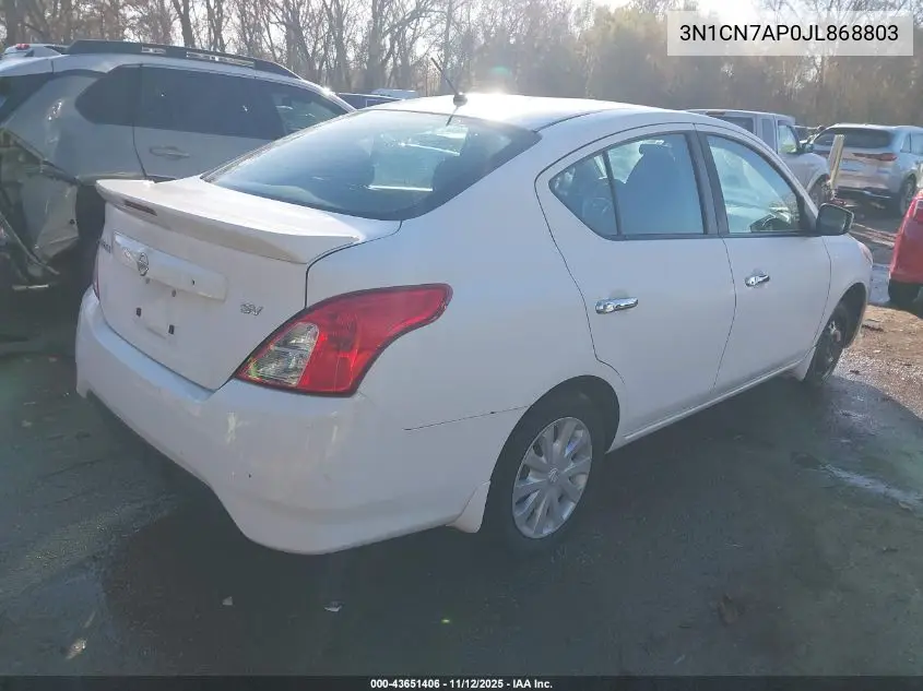3N1CN7AP0JL868803 2018 Nissan Versa 1.6 Sv
