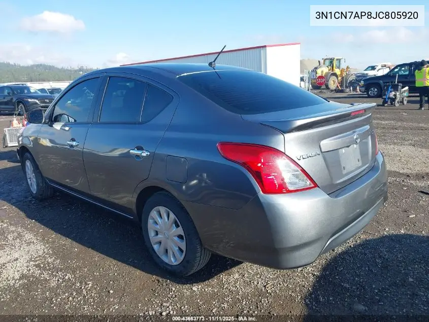 3N1CN7AP8JC805920 2018 Nissan Versa 1.6 S/1.6 S+/1.6 Sv