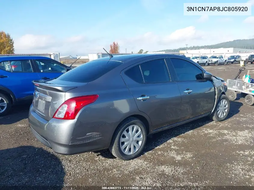 3N1CN7AP8JC805920 2018 Nissan Versa 1.6 S/1.6 S+/1.6 Sv