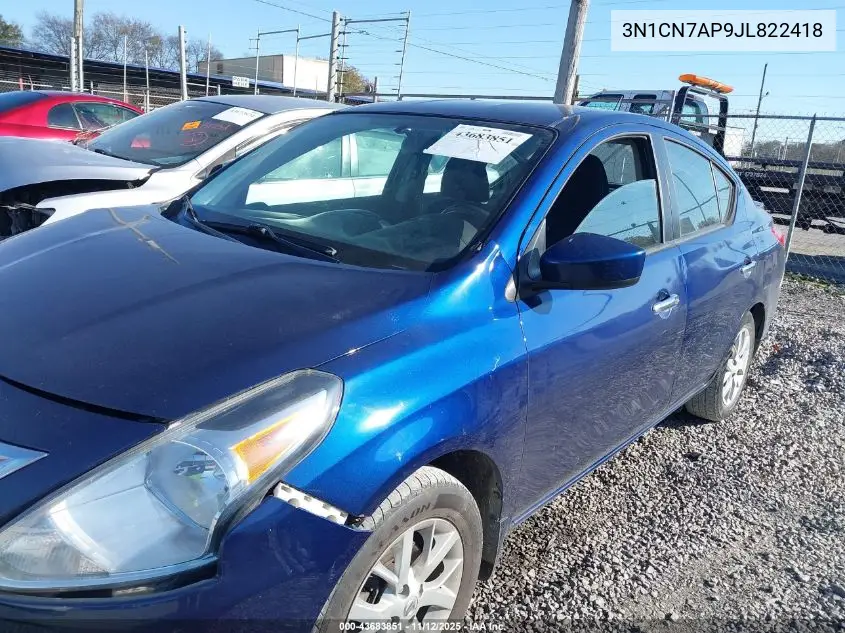3N1CN7AP9JL822418 2018 Nissan Versa 1.6 Sv
