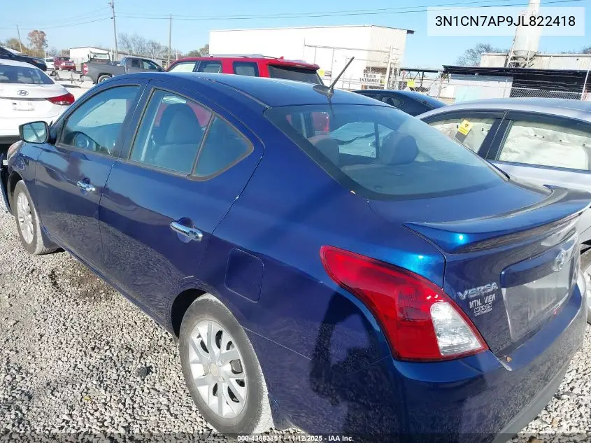 3N1CN7AP9JL822418 2018 Nissan Versa 1.6 Sv