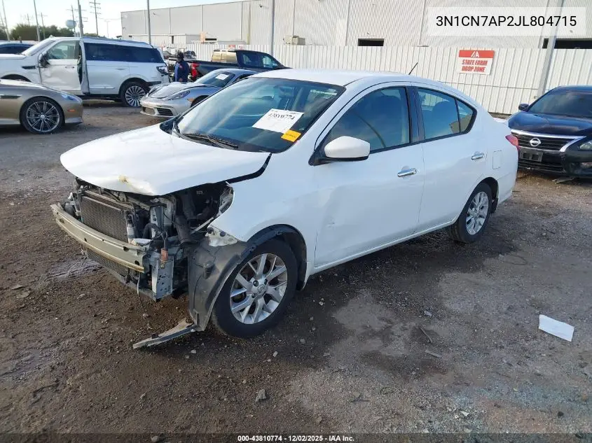 3N1CN7AP2JL804715 2018 Nissan Versa 1.6 Sv