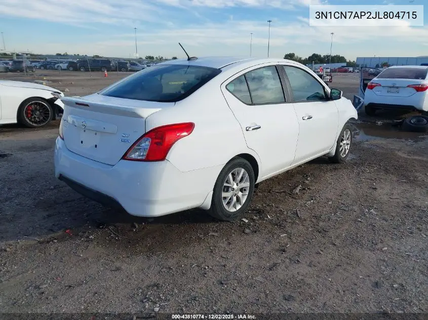 3N1CN7AP2JL804715 2018 Nissan Versa 1.6 Sv