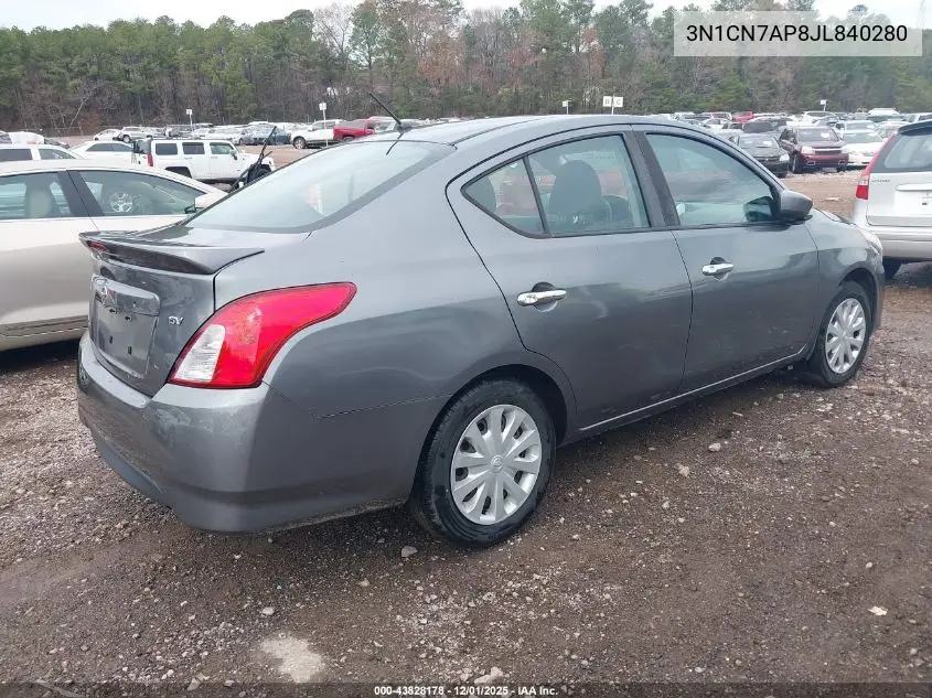 3N1CN7AP8JL840280 2018 Nissan Versa 1.6 Sv