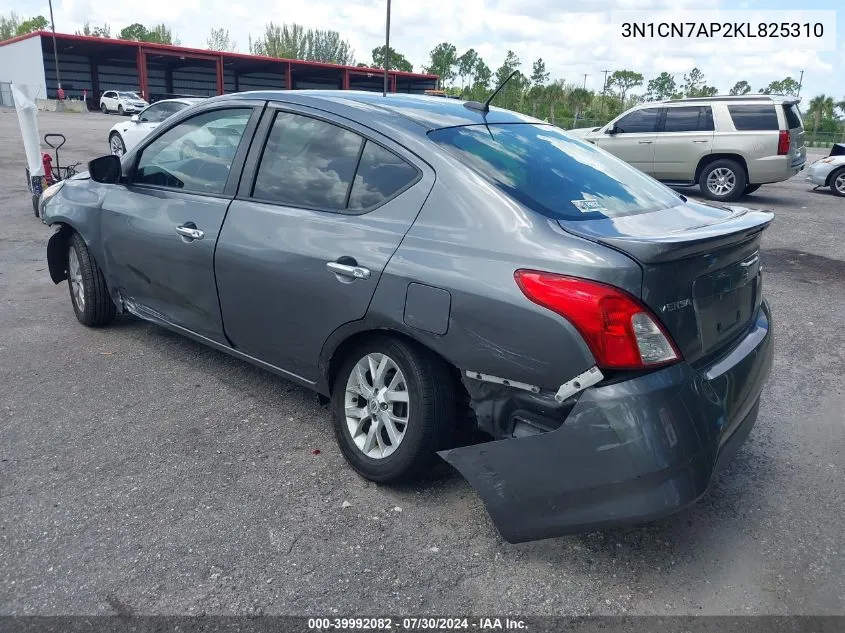 2019 Nissan Versa 1.6 Sv VIN: 3N1CN7AP2KL825310 Lot: 39992082