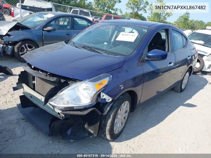 2019 Nissan Versa S/S Plus/Sv VIN: 3N1CN7APXKL867482 Lot: 40107319