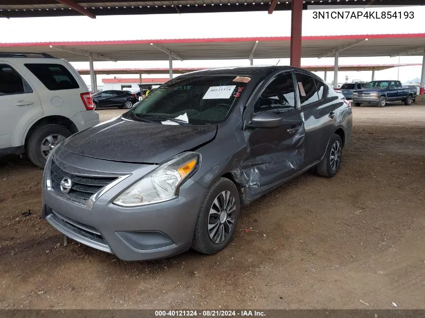 2019 Nissan Versa 1.6 Sv VIN: 3N1CN7AP4KL854193 Lot: 40121324