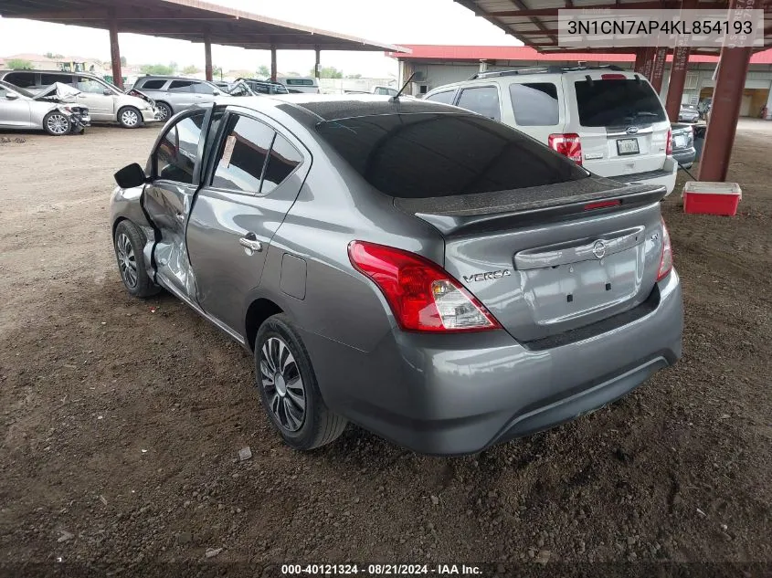 2019 Nissan Versa 1.6 Sv VIN: 3N1CN7AP4KL854193 Lot: 40121324