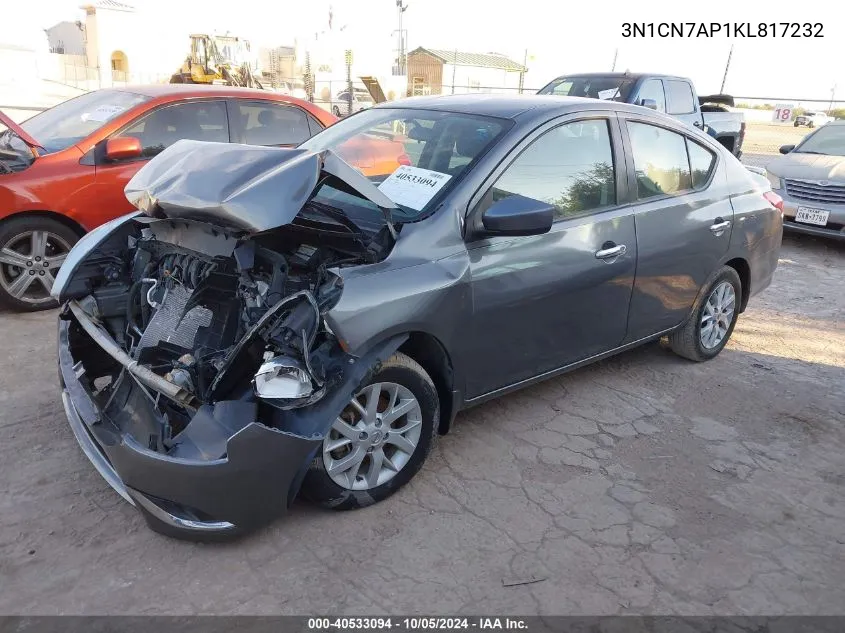 2019 Nissan Versa 1.6 Sv VIN: 3N1CN7AP1KL817232 Lot: 40533094