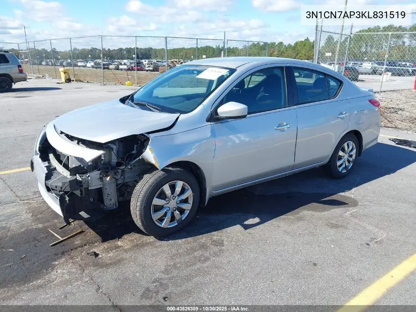 3N1CN7AP3KL831519 2019 Nissan Versa 1.6 Sv