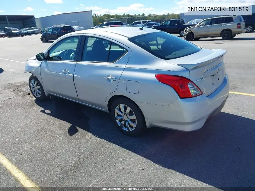 3N1CN7AP3KL831519 2019 Nissan Versa 1.6 Sv