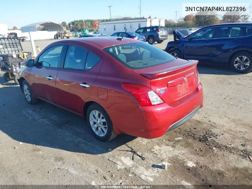 3N1CN7AP4KL827396 2019 Nissan Versa 1.6 Sv