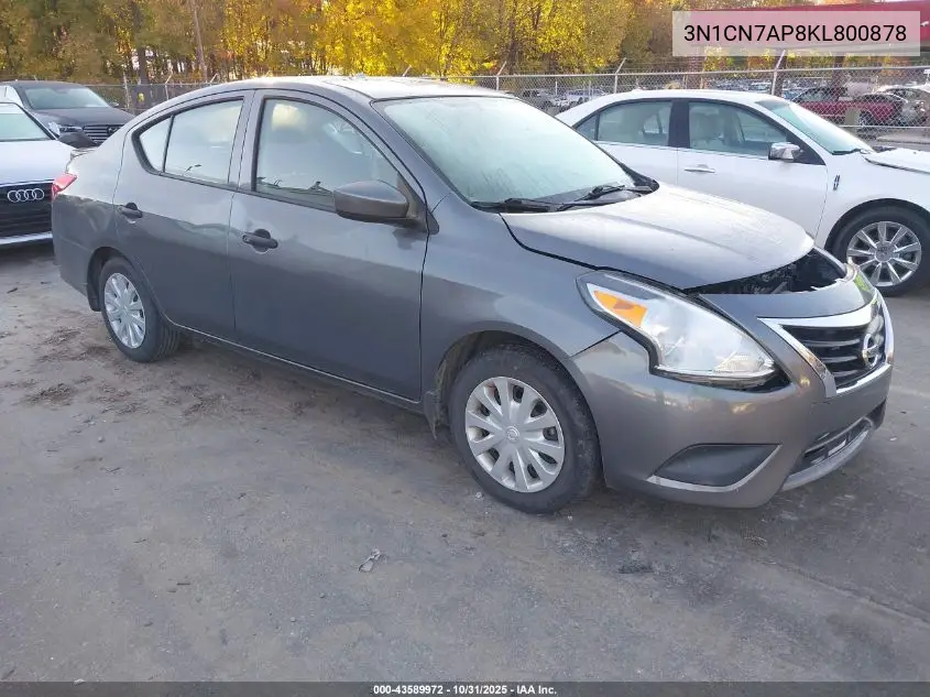 3N1CN7AP8KL800878 2019 Nissan Versa 1.6 S+