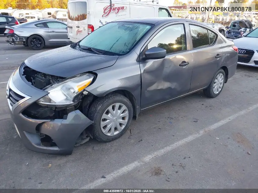 3N1CN7AP8KL800878 2019 Nissan Versa 1.6 S+