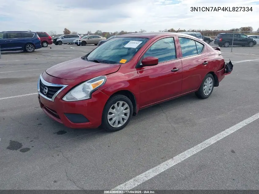 3N1CN7AP4KL827334 2019 Nissan Versa 1.6 S+