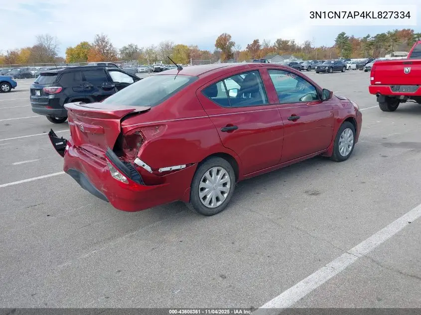 3N1CN7AP4KL827334 2019 Nissan Versa 1.6 S+