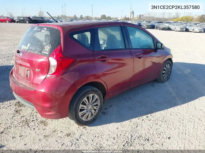 3N1CE2CP2KL357580 2019 Nissan Versa Note Sv