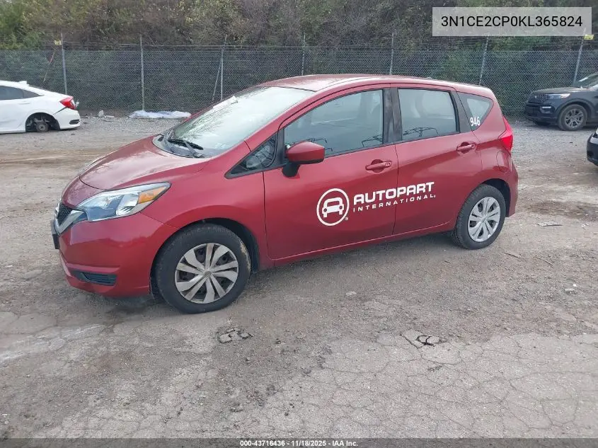 3N1CE2CP0KL365824 2019 Nissan Versa Note S
