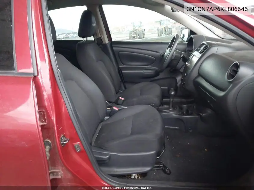 3N1CN7AP6KL806646 2019 Nissan Versa 1.6 S+