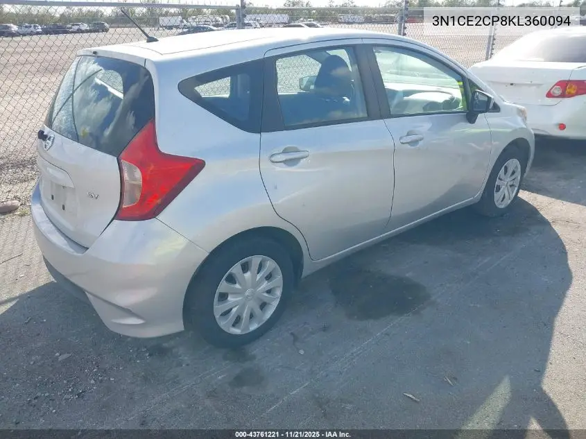 3N1CE2CP8KL360094 2019 Nissan Versa Note Sv