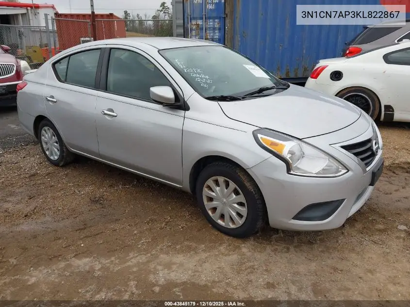 3N1CN7AP3KL822867 2019 Nissan Versa 1.6 Sv