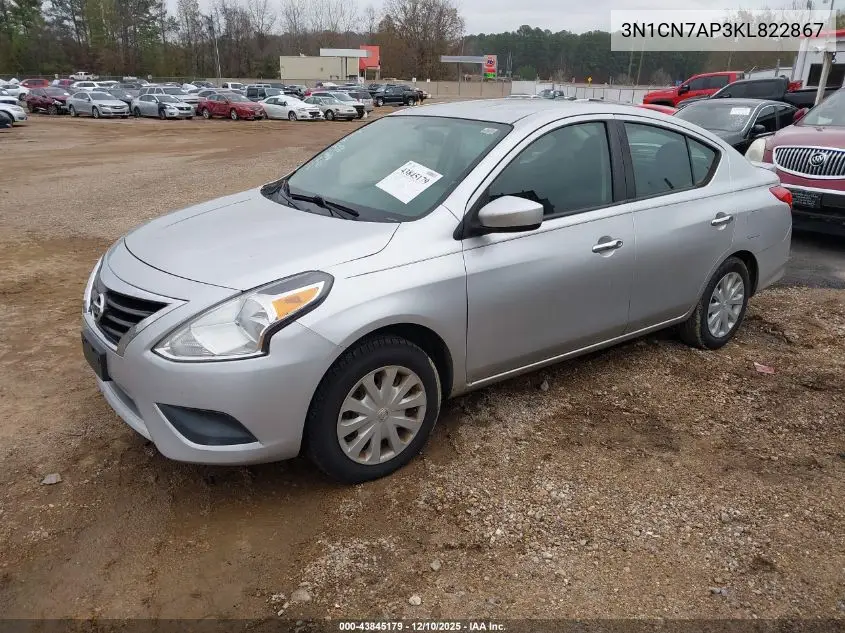 3N1CN7AP3KL822867 2019 Nissan Versa 1.6 Sv