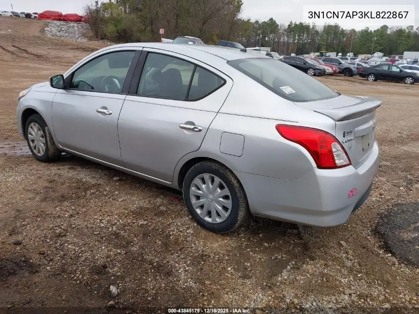 3N1CN7AP3KL822867 2019 Nissan Versa 1.6 Sv