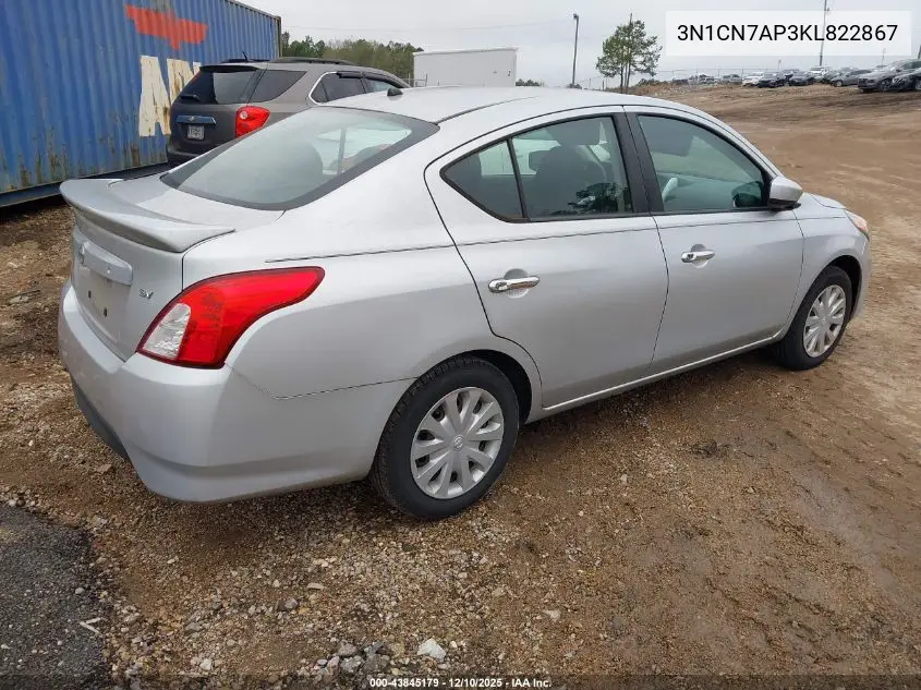 3N1CN7AP3KL822867 2019 Nissan Versa 1.6 Sv
