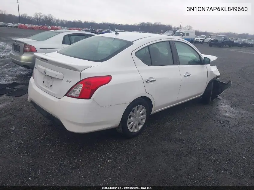 3N1CN7AP6KL849660 2019 Nissan Versa 1.6 Sv