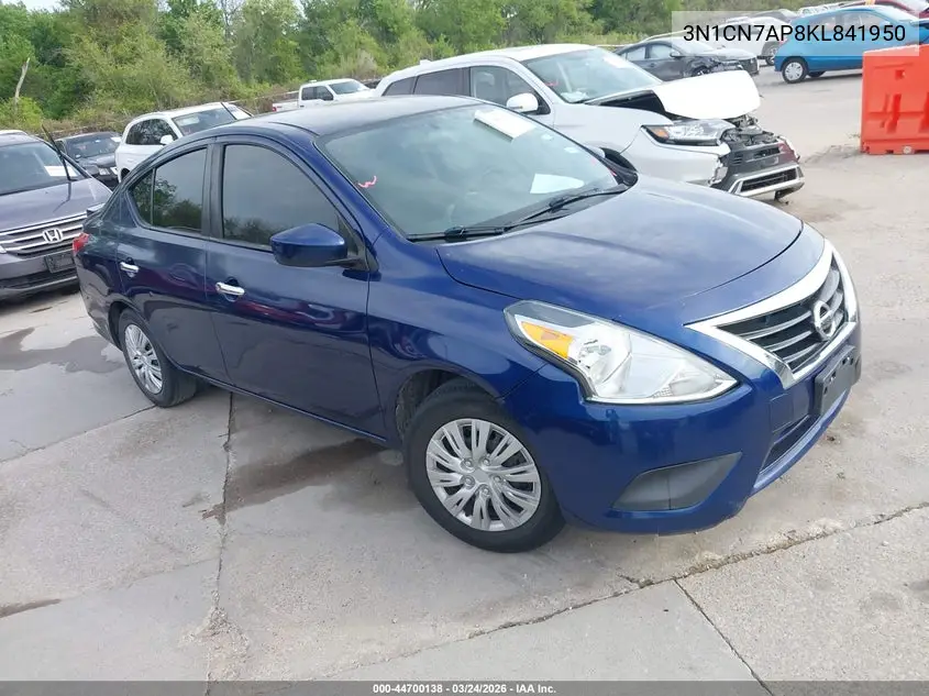 3N1CN7AP8KL841950 2019 Nissan Versa 1.6 Sv