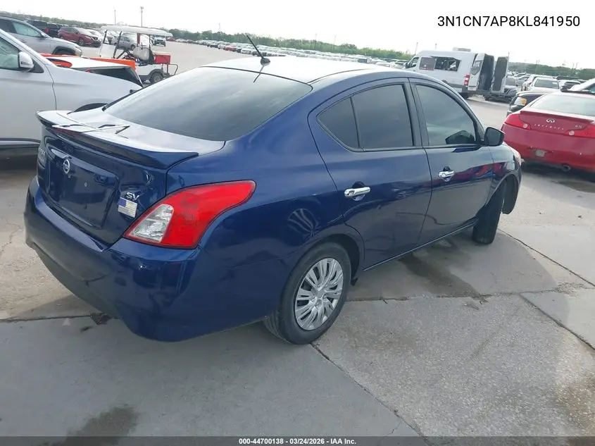 3N1CN7AP8KL841950 2019 Nissan Versa 1.6 Sv