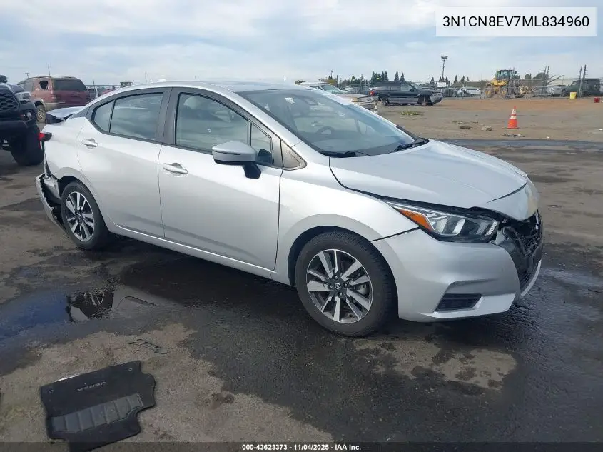 3N1CN8EV7ML834960 2021 Nissan Versa Sv Xtronic Cvt
