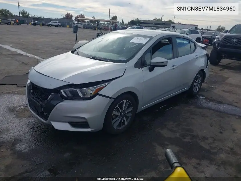 3N1CN8EV7ML834960 2021 Nissan Versa Sv Xtronic Cvt