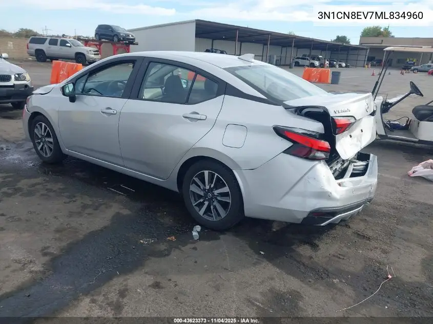 3N1CN8EV7ML834960 2021 Nissan Versa Sv Xtronic Cvt