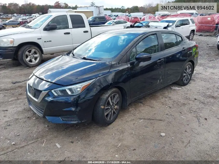 3N1CN8EV6ML894602 2021 Nissan Versa Sv Xtronic Cvt