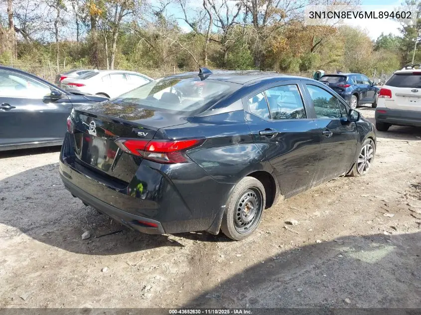 3N1CN8EV6ML894602 2021 Nissan Versa Sv Xtronic Cvt