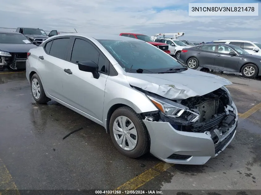 2022 Nissan Versa 1.6 S Xtronic Cvt VIN: 3N1CN8DV3NL821478 Lot: 41031268
