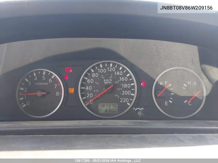 2006 Nissan X-Trail Bonavista Edition/Le/Se/Xe VIN: JN8BT08V86W209156 Lot: 12617280